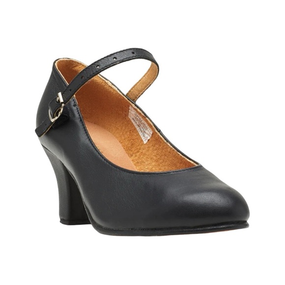 BLOCH Cabaret Character Shoes Black 2.5” Heel Leather Stage Theater Size 9.5 - Picture 2 of 16